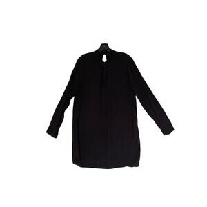 Black Dress Bow Crepe Loose Shift LBD Medium Keyhole Back